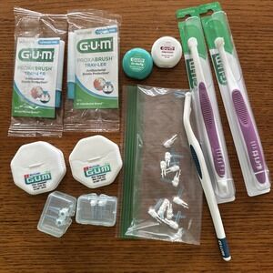 GUM Assorted Teeth Care Item Proxabrush Travler Handle Replacement Brushes Lot A